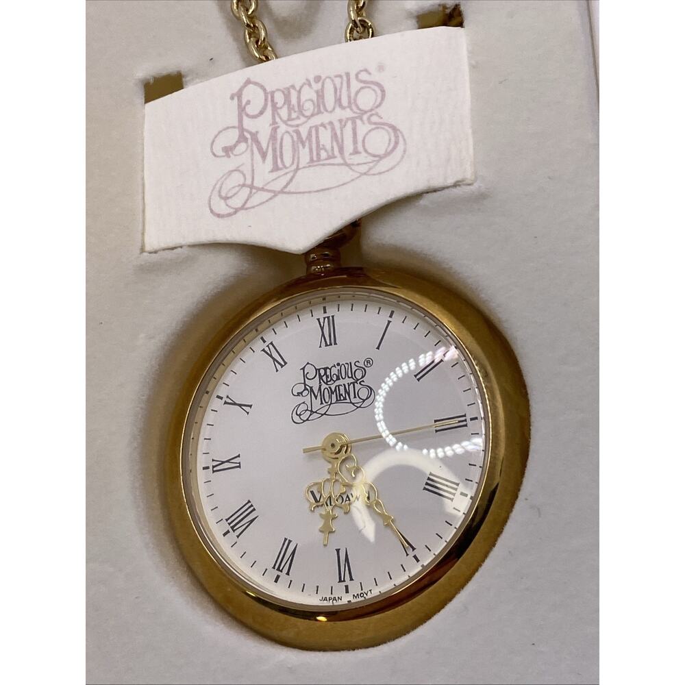 Vintage Precious Moments Love One Another Pocket Watch Necklace Works New Batter